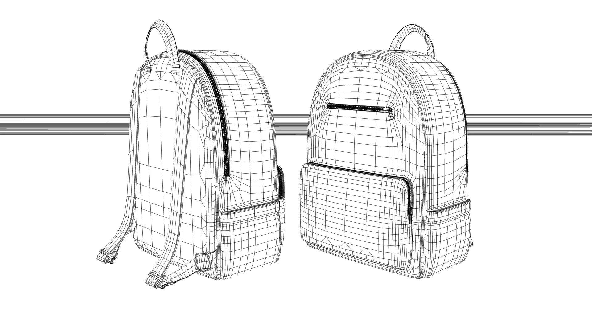 Wireframe von einem Rucksack