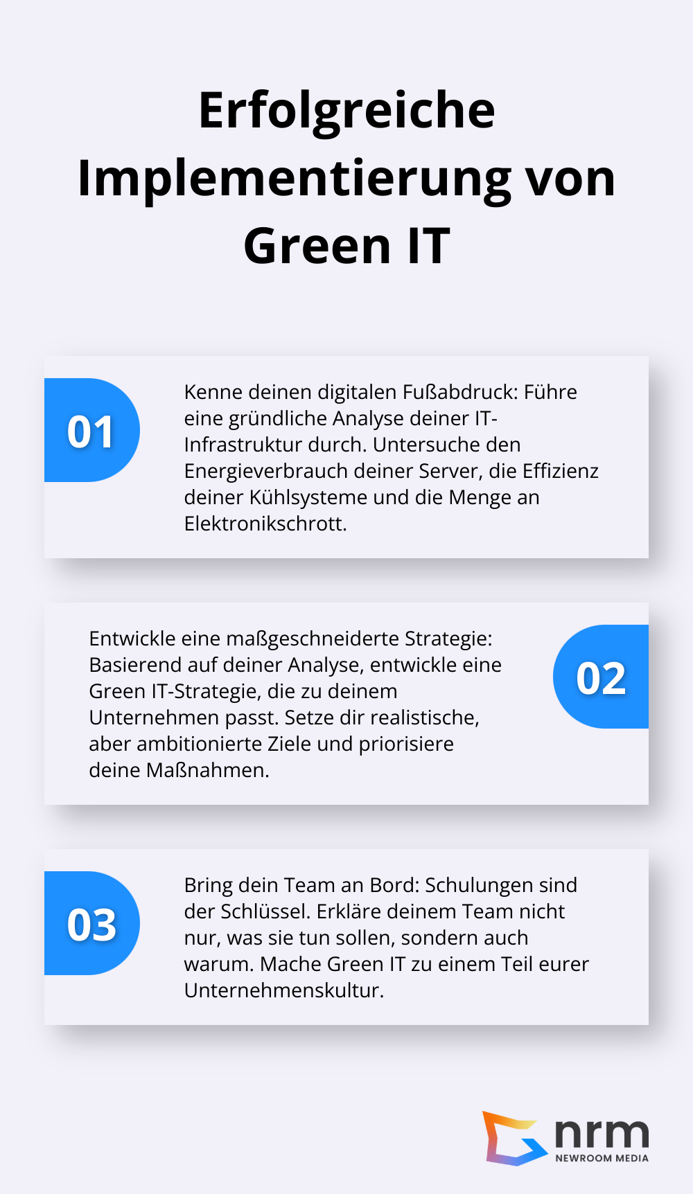 Drei Schritte zur erfolgreichen Implementierung von Green IT: Digitalen Fußabdruck kennen, maßgeschneiderte Strategie entwickeln, Team an Bord bringen